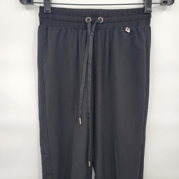 Twinset Women Black High Waist Cropped Pull On Jogger Pants Size 4 - Picture 2 of 14